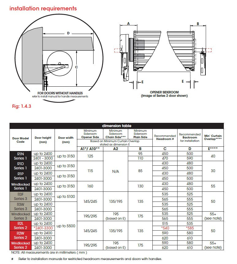 3000mm High B&D Domestic Single Roller Door